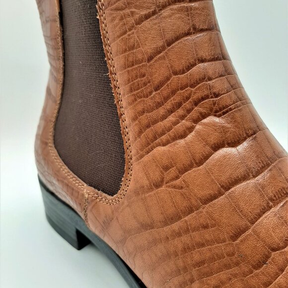 Brown Croco Flat Booties - Picture 6 of 7